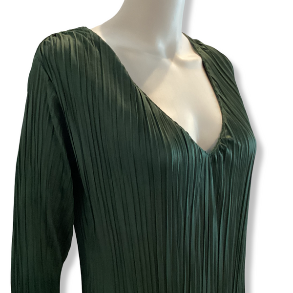 Pleated Forest Green Dress